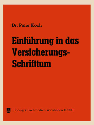 cover image of Einführung in das Versicherungs-Schrifttum